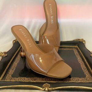 Gianni Bini Nude Tan Patent Slide Sandals